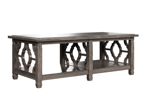  OM美式带层架咖啡桌3d模型 