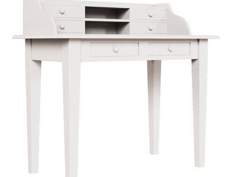  OM经典风格带储物柜书桌3d模型 