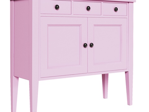  OM双门三小抽屉储物柜3d模型 