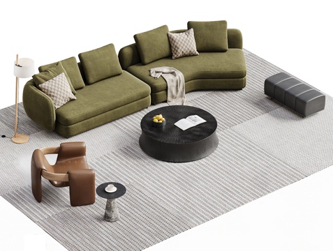  现代沙发茶几组合3d模型 