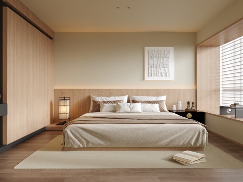  现代卧室 双人床3d模型 