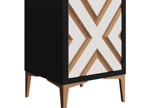 OM设计师风格菱形图案单门床3d模型