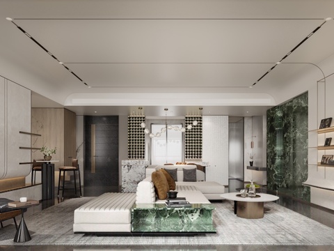  轻奢客餐厅3d模型 