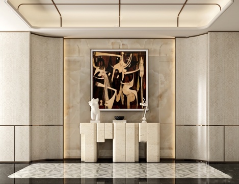  轻奢玄关3d模型 