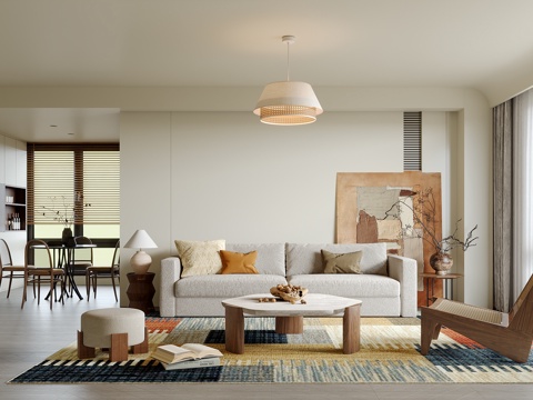  中古风客餐厅3d模型 