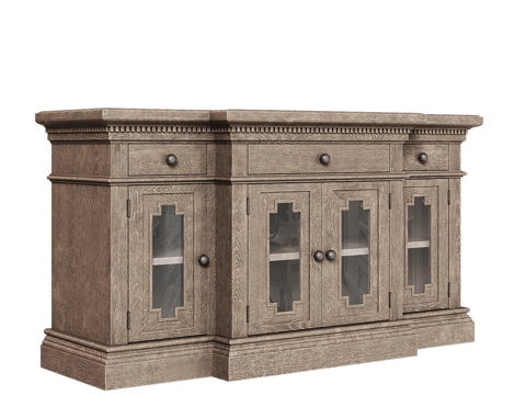  OM 媒体柜带玻璃门美式风格3d模型 