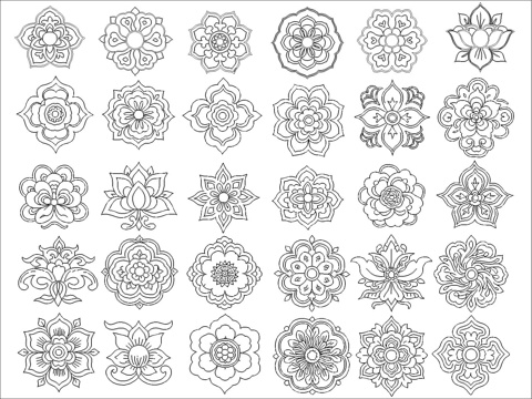  宝相花纹cad施工图 