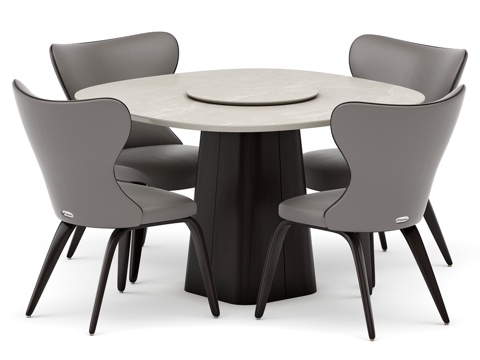  配有 STK 120x120（萨瓦灰褐色）餐桌的餐桌组3d模型 