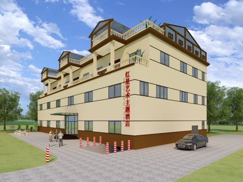  原创性外建酒店外景3d模型 