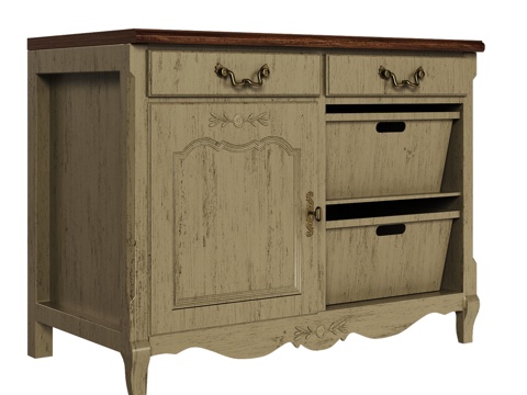  OM经典风格宽柜3d模型3d模型 