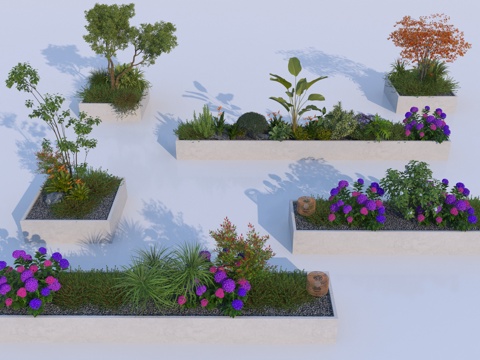  现代植物花坛组合3d模型 