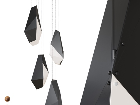  由长吊灯组成的巨型高枝形吊灯3d模型 