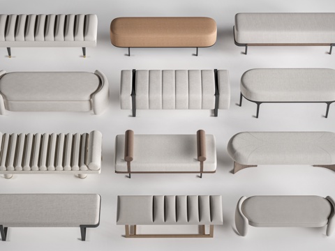  现代床尾凳 沙发凳su模型 