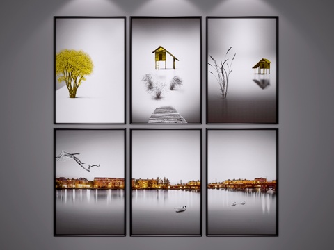  现代挂画 现代装饰画 北欧挂画 北欧装饰画 艺术画3d模型 