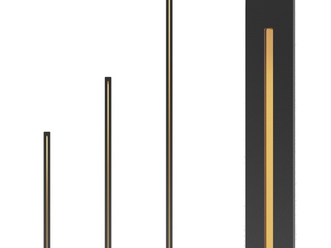  垂直长灯用于照明楼梯台阶3d模型 
