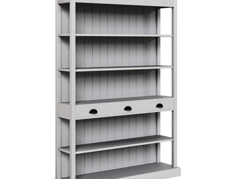  OM开放式层架三抽屉展示柜3d模型 