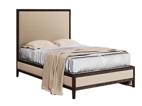  OM床140x200配软质床头板与低矮床尾板3d模型 