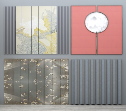  新中式软包 床头软包 软包背景 床头背景 背景墙3d模型 