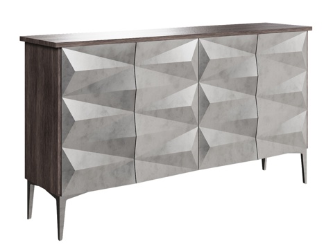  OM设计师款银色腿四门柜3d模型 