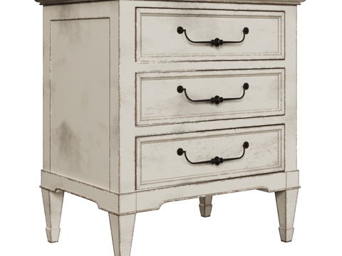  OM三抽屉美式风格床头柜3d模型 