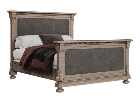  OM床140x200高脚板款，软包饰边，A3d模型 