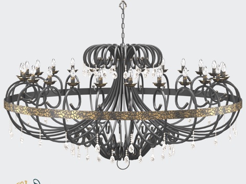  RS109 24 Zoe水晶锻造大型吊灯3d模型 