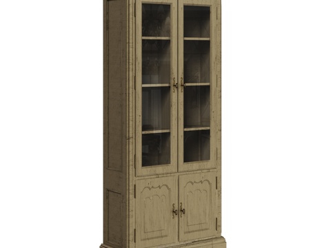 OM经典风格玻璃门书柜3d模型