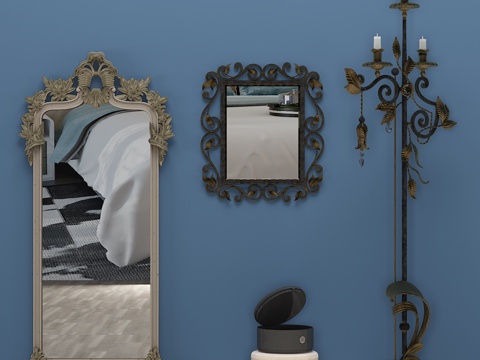  欧式镜子 试衣镜3d模型 