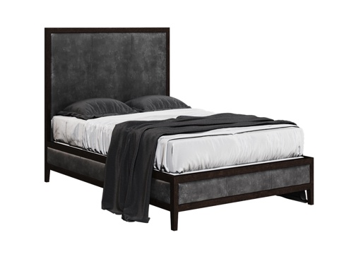  OM床140x200软包头板款，低脚板3d模型 