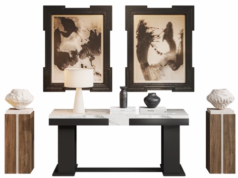  玄关条案挂画饰品3d模型 