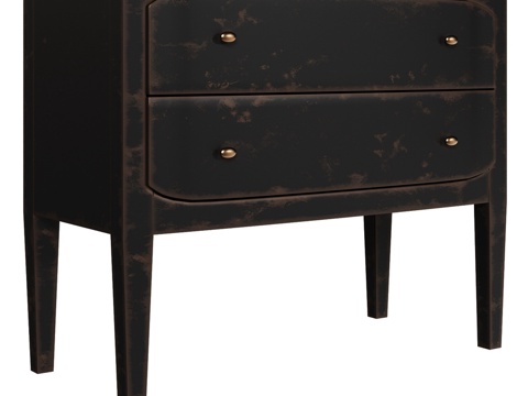  OM美式双抽屉床头柜3d模型 