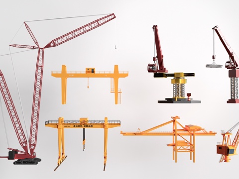 现代起重机 龙门吊 吊车 厂房行车su模型