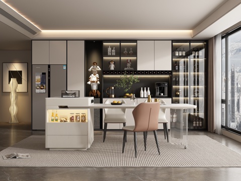  现代岛台餐厅3d模型 