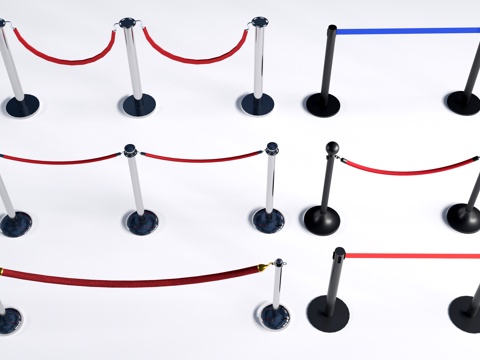 现代伸缩隔离带 警戒线 伸缩围栏 护栏su模型