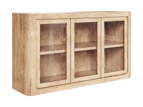  OM现代风格三门玻璃餐边柜底柜3d模型 