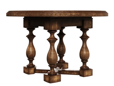  OM美式圆形餐桌3d模型 