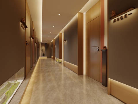  酒店过道  麻将室过道3d模型 