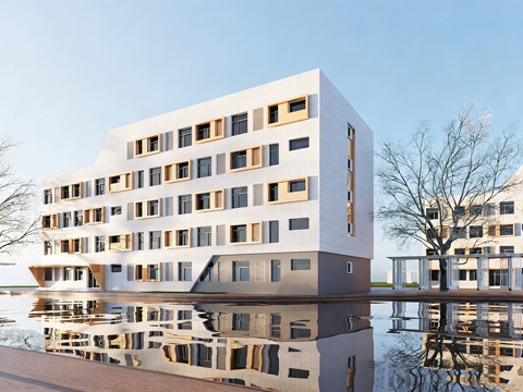 现代学校建筑  学校宿舍建筑su模型