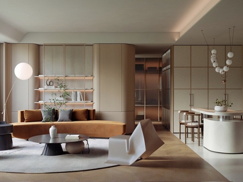  中古风客餐厅3d模型 