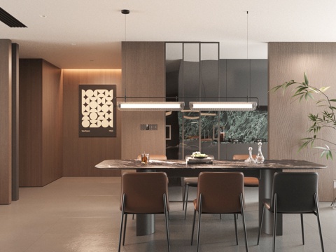  意式风格餐厅3d模型 