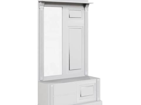  OM经典风格玄关（衣帽架+镜子+3d模型 