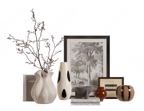  中古风摆件组合3d模型 