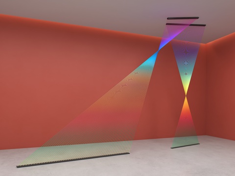  彩虹绳装置 艺术装置 彩虹装置 彩色线形 渐变线条 射线美陈3d模型 