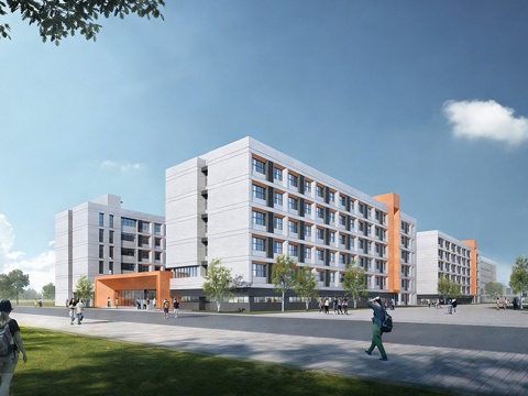 现代简约学校建筑 学生宿舍建筑 学校公寓su模型