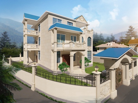  欧式简约别墅外观3d模型 