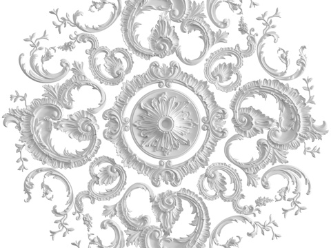  带灰泥装饰的玫瑰花饰 112号3d模型 