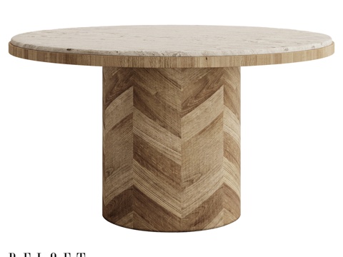  君主餐桌配石灰华台面3d模型 