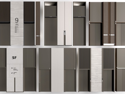 现代电梯厅 电梯门 电梯轿厢 升降电梯su模型