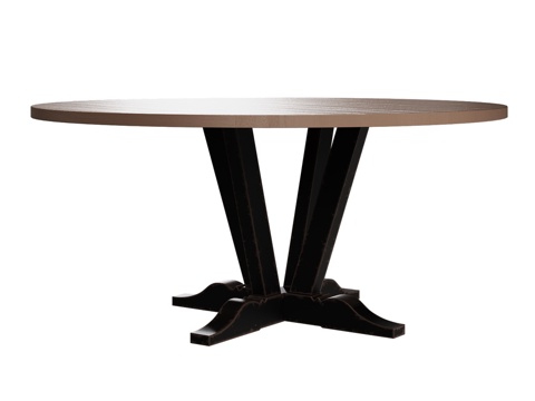  OM美式圆形餐桌3d模型 