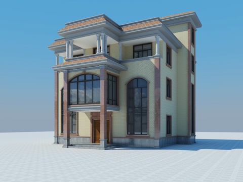  现代简约欧式别墅3d模型 